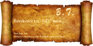 Benkovits Tímea névjegykártya